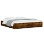 Cama con cajones madera de ingeniería roble ahumado 200x200 cm de , Camas y somieres - Ref: Foro24-3207249, Precio: 229,26 €,...