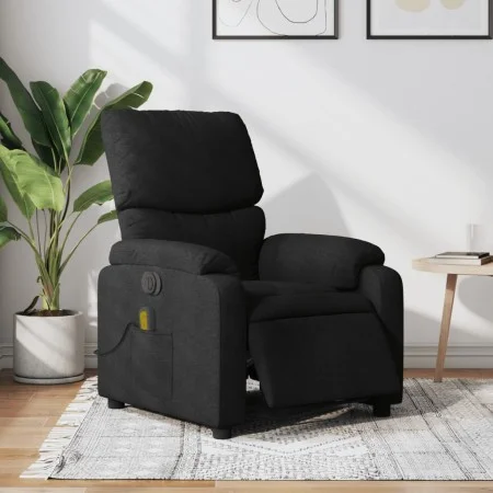 Sillón reclinable de masaje eléctrico tela negro de , Sillones - Ref: Foro24-3204814, Precio: 237,91 €, Descuento: %