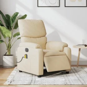 Sillón reclinable de masaje eléctrico tela color crema de , Sillones - Ref: Foro24-3204821, Precio: 287,22 €, Descuento: %