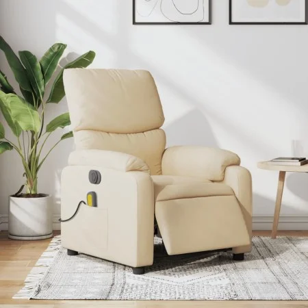 Sillón reclinable de masaje eléctrico tela color crema de , Sillones - Ref: Foro24-3204821, Precio: 287,22 €, Descuento: %