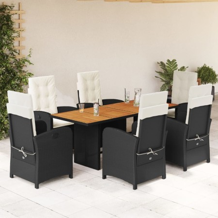 Set de comedor de jardín 7 pzas y cojines ratán sintético negro en Conjuntos de jardín | Comprar online en Foru.es