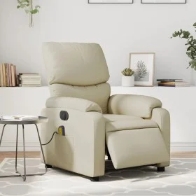 Sillón de masaje reclinable eléctrico cuero sintético crema de , Sillones - Ref: Foro24-3204880, Precio: 280,76 €, Descuento: %
