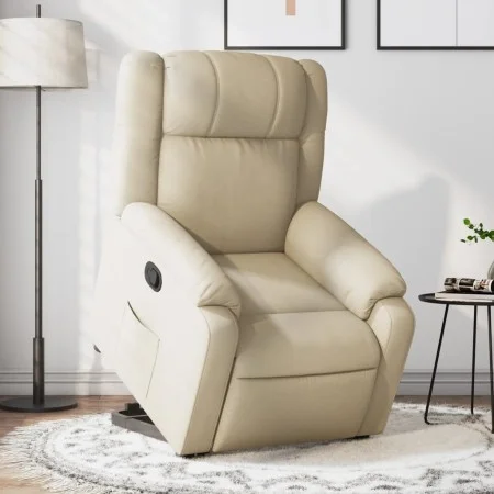 Sillón reclinable elevable de tela color crema de , Sillones - Ref: Foro24-3205211, Precio: 303,26 €, Descuento: %