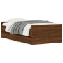 Estructura de cama con cajones roble marrón 100x200 cm de , Camas y somieres - Ref: Foro24-3207370, Precio: 170,42 €, Descuen...