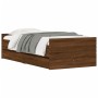 Estructura de cama con cajones roble marrón 100x200 cm de , Camas y somieres - Ref: Foro24-3207370, Precio: 170,42 €, Descuen...