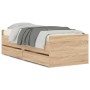 Estructura de cama con cajones roble Sonoma 90x200 cm de , Camas y somieres - Ref: Foro24-3207345, Precio: 171,60 €, Descuent...