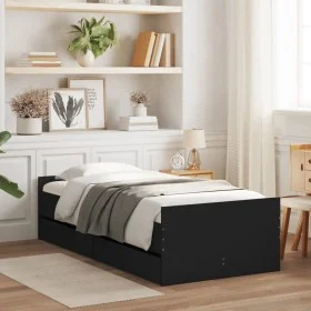 Bettgestell mit Schubladen schwarz 90x190 cm von , Betten und Lattenroste - Ref: Foro24-3207379, Preis: 177,66 €, Rabatt: %