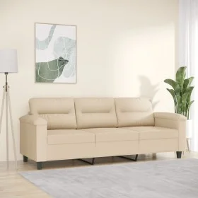 Sofá de 3 plazas de tela de microfibra color crema 180 cm de , Sofás - Ref: Foro24-359571, Precio: 343,02 €, Descuento: %