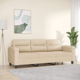 Sofá de 3 plazas de tela de microfibra color crema 180 cm de , Sofás - Ref: Foro24-359571, Precio: 346,81 €, Descuento: %