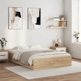 Cama con cajones madera ingeniería roble Sonoma 120x200 cm de , Camas y somieres - Ref: Foro24-3207282, Precio: 251,56 €, Des...