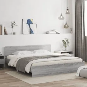 Estructura de cama con cabecero gris Sonoma 160x200 cm de , Camas y somieres - Ref: Foro24-3207474, Precio: 170,77 €, Descuen...