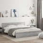 Estructura de cama con cabecero gris Sonoma 160x200 cm de , Camas y somieres - Ref: Foro24-3207474, Precio: 170,77 €, Descuen...