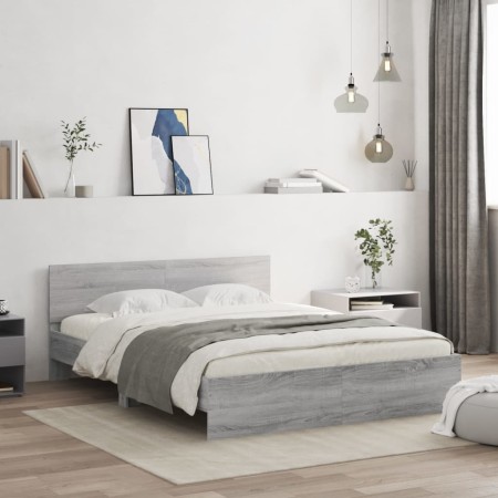Estructura de cama con cabecero gris Sonoma 150x200 cm de , Camas y somieres - Ref: Foro24-3207481, Precio: 169,62 €, Descuen...