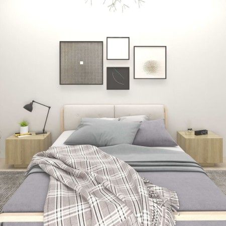 Mesita de noche madera de ingeniería roble Sonoma 100x35x40 cm de vidaXL, Mesitas de noche - Ref: Foro24-3082768, Precio: 52,...