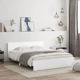 Estructura de cama con cabecero blanca 140x190 cm de , Camas y somieres - Ref: Foro24-3207497, Precio: 171,44 €, Descuento: %