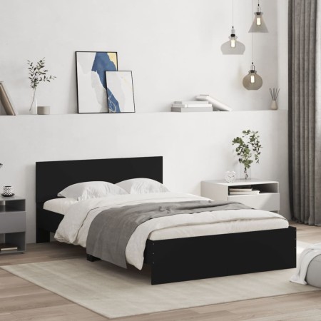 Estructura de cama con cabecero negro 120x190 cm de , Camas y somieres - Ref: Foro24-3207512, Precio: 172,41 €, Descuento: %