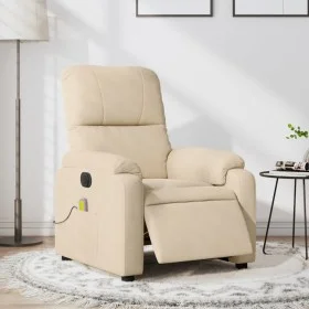 Sillón reclinable masaje eléctrico tela microfibra color crema de , Sillones - Ref: Foro24-3204926, Precio: 302,97 €, Descuen...