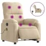 Sillón reclinable masaje eléctrico tela microfibra color crema de , Sillones - Ref: Foro24-3204926, Precio: 302,97 €, Descuen...