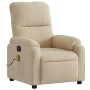Sillón reclinable masaje eléctrico tela microfibra color crema de , Sillones - Ref: Foro24-3204926, Precio: 299,18 €, Descuen...