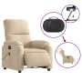 Sillón reclinable masaje eléctrico tela microfibra color crema de , Sillones - Ref: Foro24-3204926, Precio: 299,18 €, Descuen...