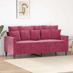 Sofá de 2 plazas de terciopelo rojo tinto 140 cm de , Sofás - Ref: Foro24-359307, Precio: 209,57 €, Descuento: %