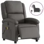 Sillón reclinable eléctrico de cuero auténtico gris de , Sillones - Ref: Foro24-3204257, Precio: 348,73 €, Descuento: %