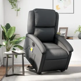 Sillón de masaje elevable eléctrico cuero auténtico negro de , Sillones - Ref: Foro24-3204274, Precio: 440,82 €, Descuento: %