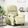 Sillón reclinable de masaje eléctrico cuero auténtico crema de , Sillones - Ref: Foro24-3204260, Precio: 368,40 €, Descuento: %