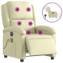 Sillón reclinable de masaje eléctrico cuero auténtico crema de , Sillones - Ref: Foro24-3204260, Precio: 368,40 €, Descuento: %