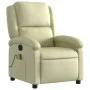 Sillón reclinable de masaje eléctrico cuero auténtico crema de , Sillones - Ref: Foro24-3204260, Precio: 367,56 €, Descuento: %