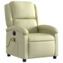Sillón reclinable de masaje eléctrico cuero auténtico crema de , Sillones - Ref: Foro24-3204260, Precio: 368,40 €, Descuento: %