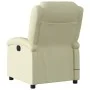 Sillón reclinable de masaje eléctrico cuero auténtico crema de , Sillones - Ref: Foro24-3204260, Precio: 367,56 €, Descuento: %