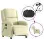 Sillón reclinable de masaje eléctrico cuero auténtico crema de , Sillones - Ref: Foro24-3204260, Precio: 367,56 €, Descuento: %