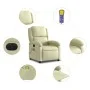 Sillón reclinable de masaje eléctrico cuero auténtico crema de , Sillones - Ref: Foro24-3204260, Precio: 367,56 €, Descuento: %
