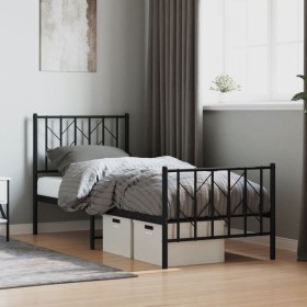 Estructura de cama con cabecero y estribo metal negro 75x190 cm de , Camas y somieres - Ref: Foro24-374445, Precio: 65,69 €, ...