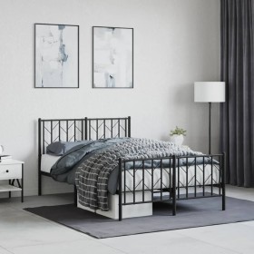 Estructura de cama cabecero y pie de cama metal negro 120x200cm de , Camas y somieres - Ref: Foro24-374453, Precio: 118,64 €,...