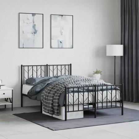 Estructura de cama cabecero y pie de cama metal negro 120x200cm de , Camas y somieres - Ref: Foro24-374453, Precio: 118,64 €,...