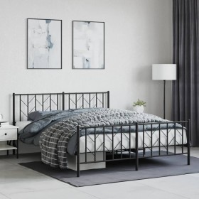 Estructura de cama cabecero y pie de cama metal negro 160x200cm de , Camas y somieres - Ref: Foro24-374458, Precio: 139,71 €,...