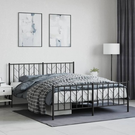 Estructura de cama cabecero y pie de cama metal negro 160x200cm de , Camas y somieres - Ref: Foro24-374458, Precio: 139,71 €,...