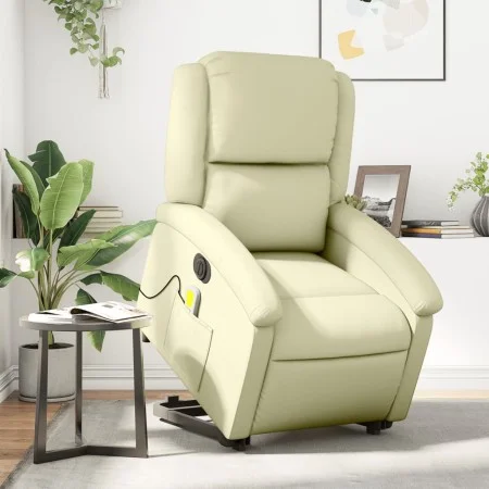 Sillón reclinable masaje eléctrico de pie cuero auténtico crema de , Sillones - Ref: Foro24-3204276, Precio: 457,31 €, Descue...
