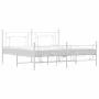 Metal bed frame with headboard and footboard white 183x213 cm by , Beds and slatted bases - Ref: Foro24-374411, Price: 123,00...