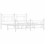 Metal bed frame with headboard and footboard white 183x213 cm by , Beds and slatted bases - Ref: Foro24-374411, Price: 123,00...