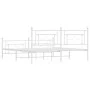 Metal bed frame with headboard and footboard white 183x213 cm by , Beds and slatted bases - Ref: Foro24-374411, Price: 123,00...