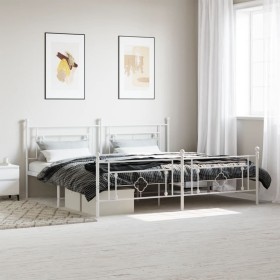Estructura cama metal con cabecero y estribo blanco 200x200 cm de , Camas y somieres - Ref: Foro24-374413, Precio: 138,79 €, ...