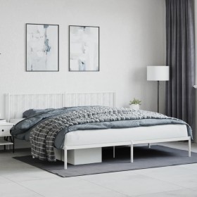 Estructura de cama con cabecero metal blanca 200x200 cm de , Camas y somieres - Ref: Foro24-374493, Precio: 117,44 €, Descuen...
