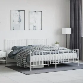 Metal bed frame with headboard and footboard white 183x213 cm by , Beds and slatted bases - Ref: Foro24-374509, Price: 115,59...