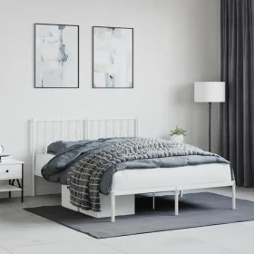 White metal bed frame with headboard 140x200 cm by , Beds and slatted bases - Ref: Foro24-374487, Price: 115,00 €, Discount: %
