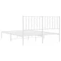 Metal bed frame with white headboard 135x190 cm by , Beds and slatted bases - Ref: Foro24-374485, Price: 103,47 €, Discount: %