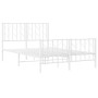 Estructura cama metal con cabecero y estribo blanco 120x200 cm de , Camas y somieres - Ref: Foro24-374502, Precio: 103,94 €, ...
