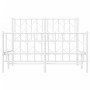 Estructura cama metal con cabecero y estribo blanco 120x200 cm de , Camas y somieres - Ref: Foro24-374502, Precio: 103,94 €, ...